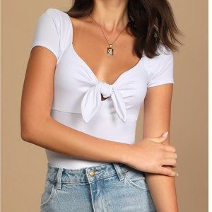 White tie front bodysuit